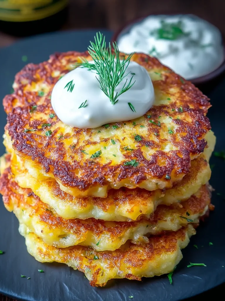Crispy Mini Potato Pancakes with Sour Cream & Dill First Image