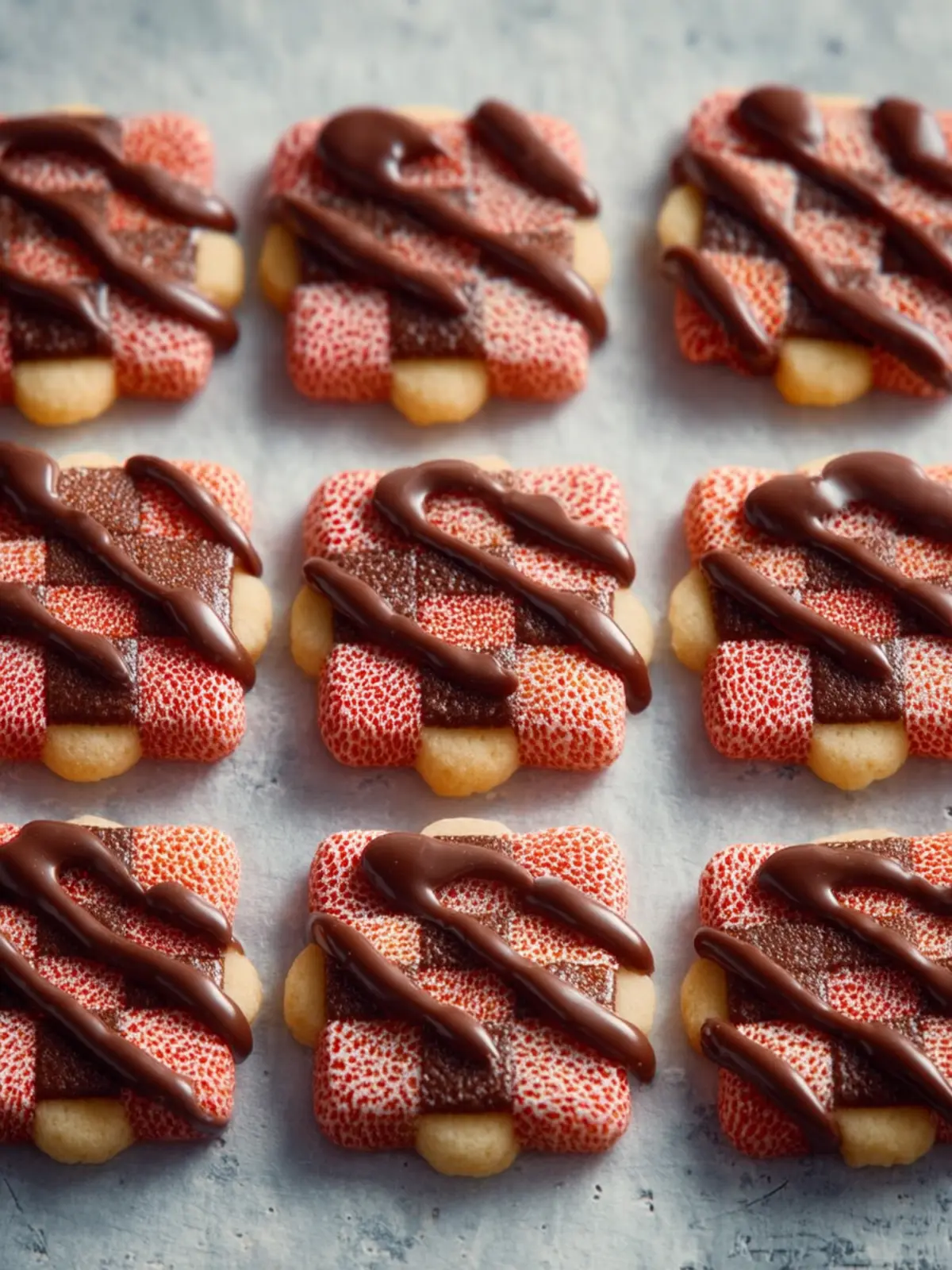 Strawberry Chocolate Checkered Cookies First Image