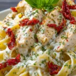 Fettuccine Alfredo with Chicken and Sundried Tomatoes First Image