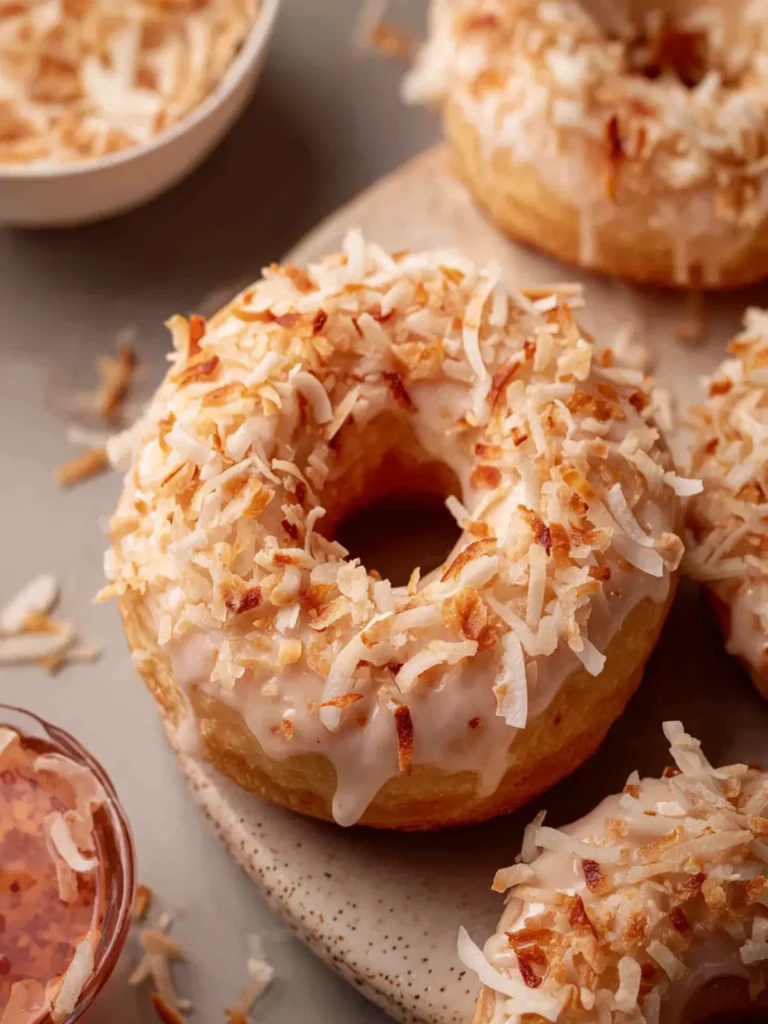 Toasted Coconut Donuts with Lychee Glaze First Image