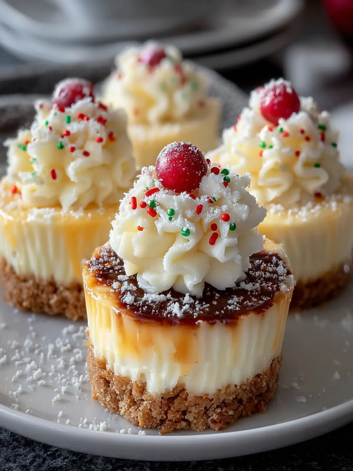Delicious Mini Christmas Cheesecakes – Perfect Holiday Treat! First Image