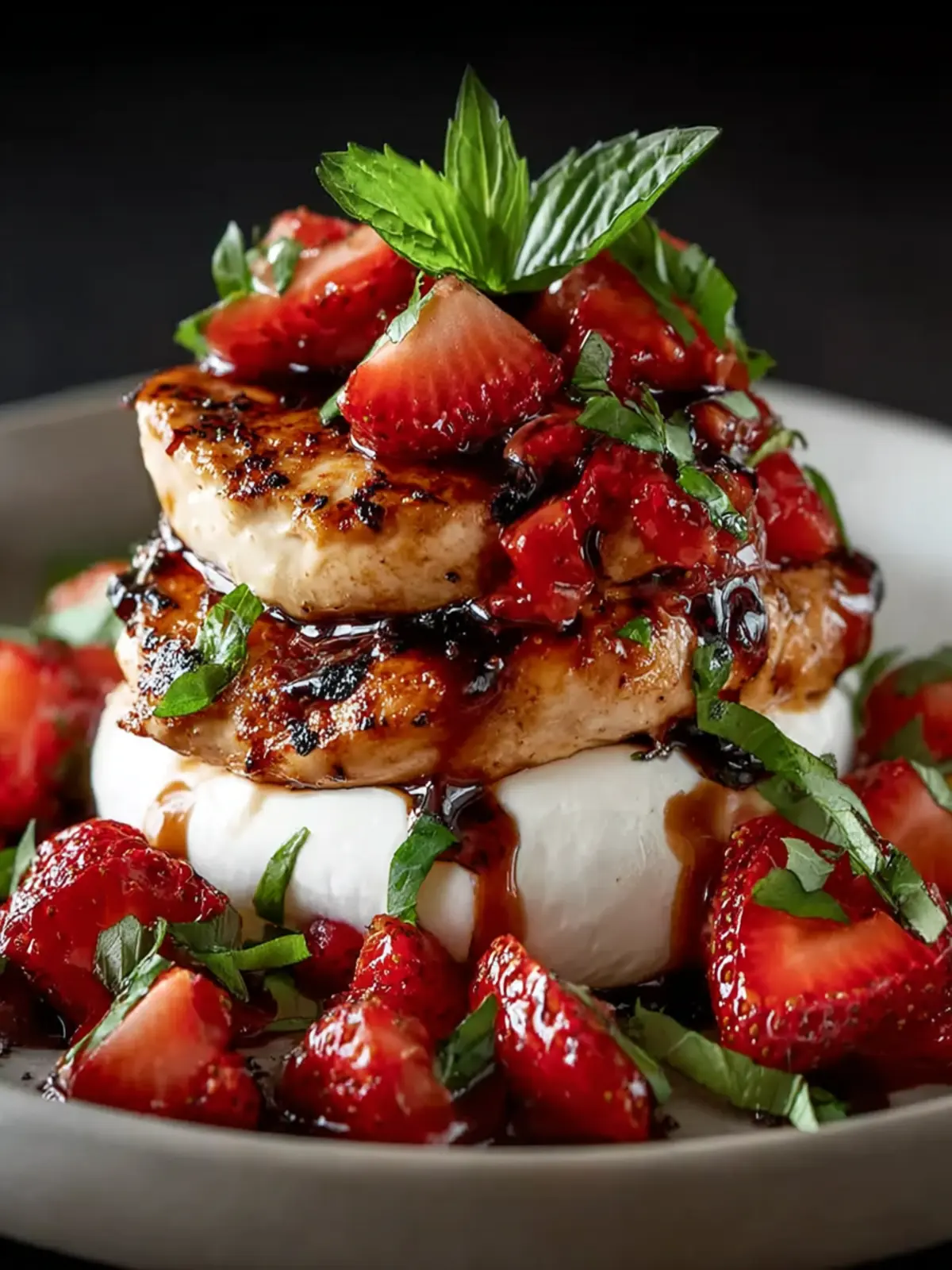 Balsamic Chicken & Strawberry Burrata Stack First Image