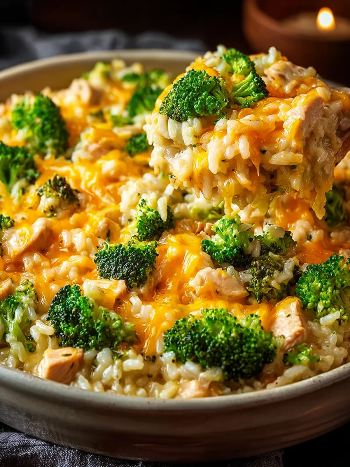 Creamy Chicken Broccoli Rice Cheese Casserole First Image