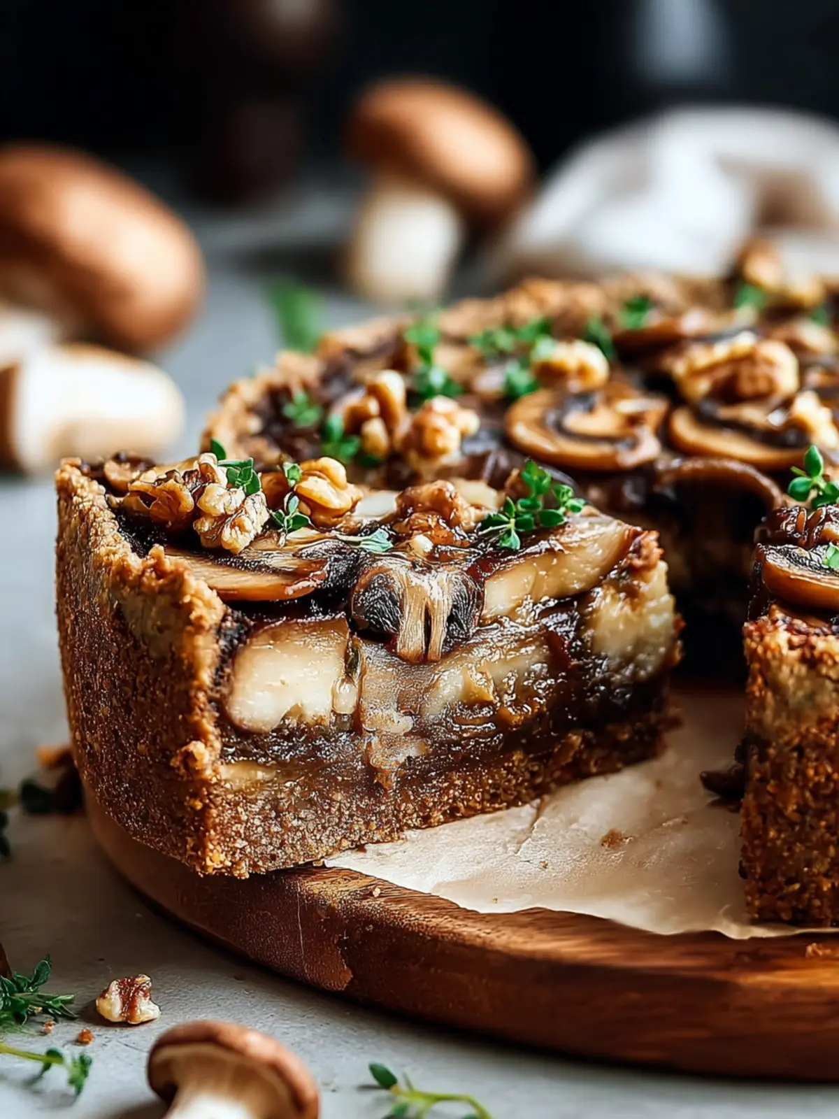 Irresistible Vegan Mushroom and Walnut Savory Cake Recipe First Image