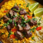 Creamy Queso Rice with Juicy Steak Strips First Image