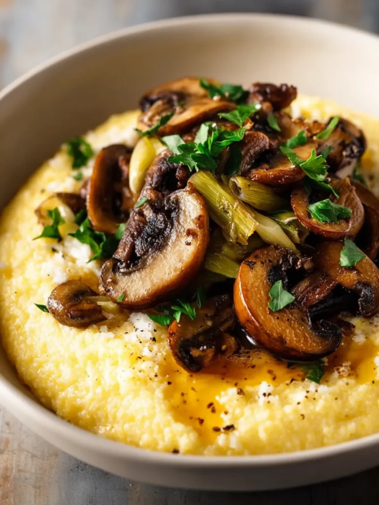 Creamy Ricotta Polenta with Sautéed Mushrooms and Leeks First Image