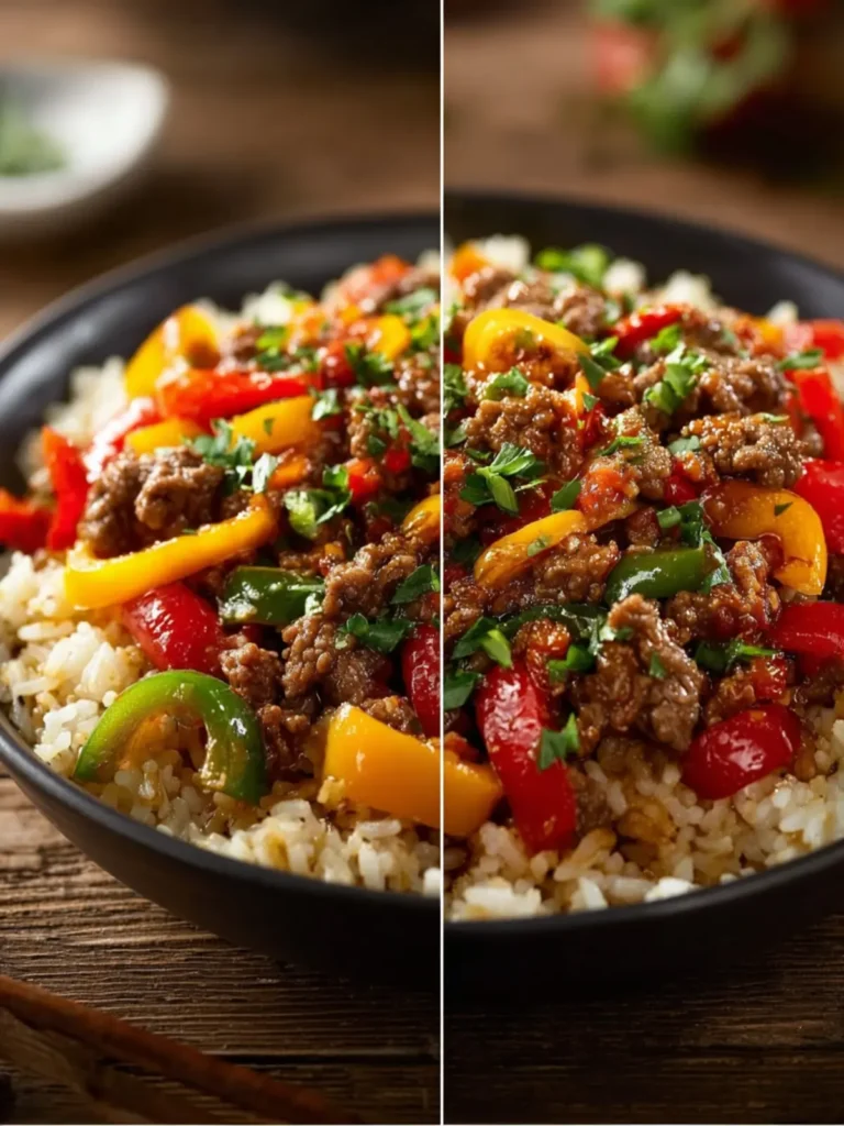 Quick and Easy Beef and Pepper Rice Bowl First Image