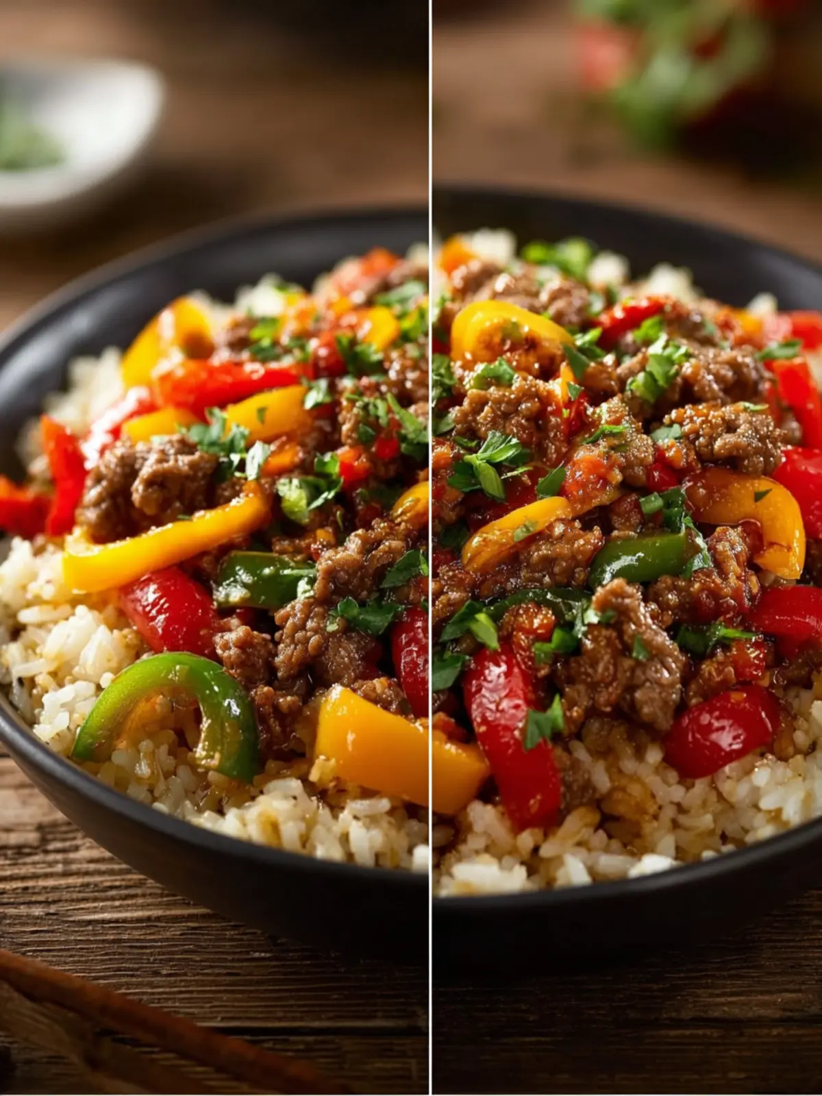 Quick and Easy Beef and Pepper Rice Bowl First Image