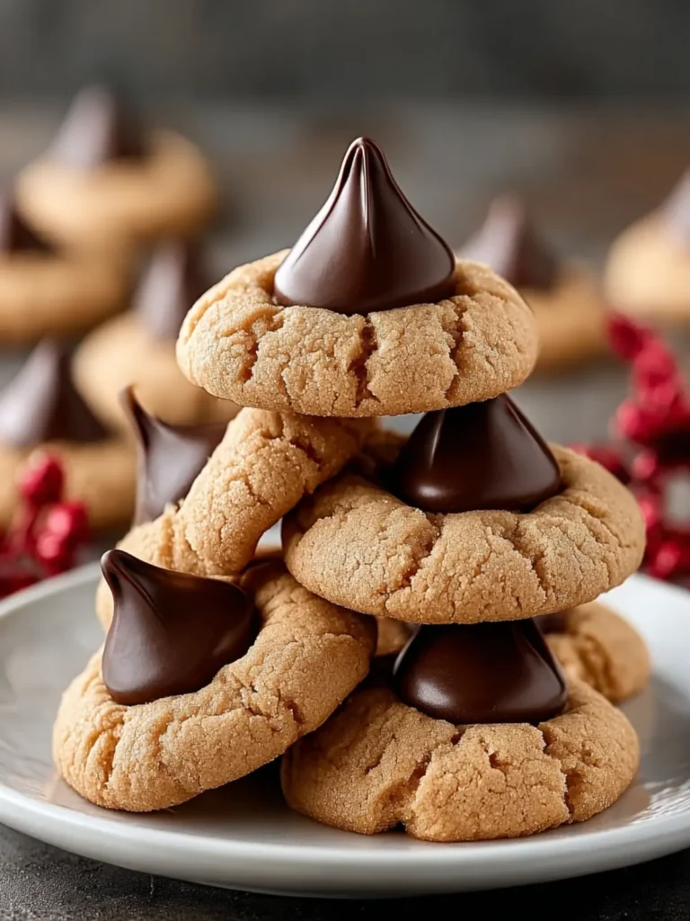 Soft Peanut Butter Cookies With Chocolate Kisses First Image