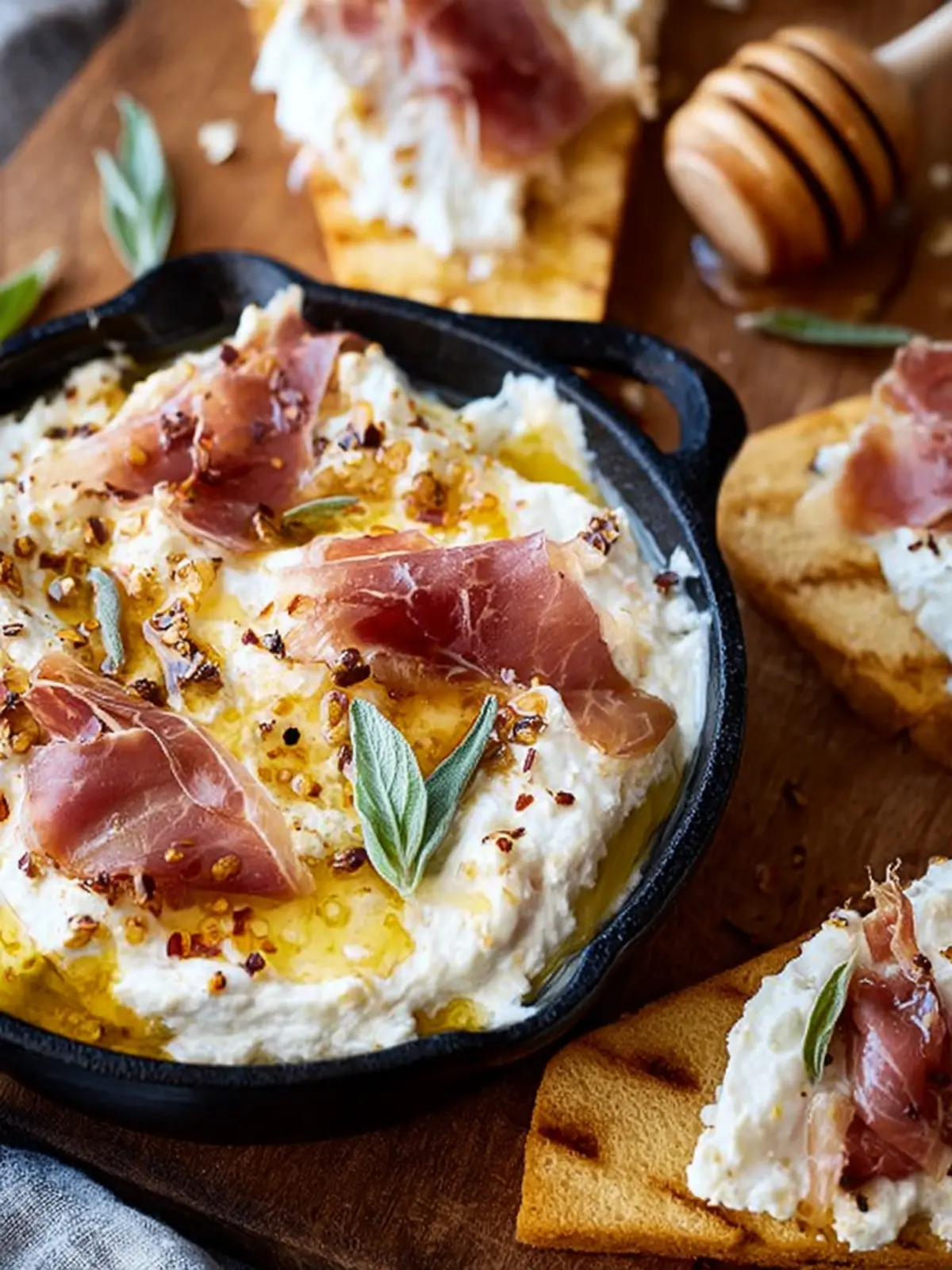 Roasted Garlic and Prosciutto Cream Cheese Dip with Hot Honey First Image