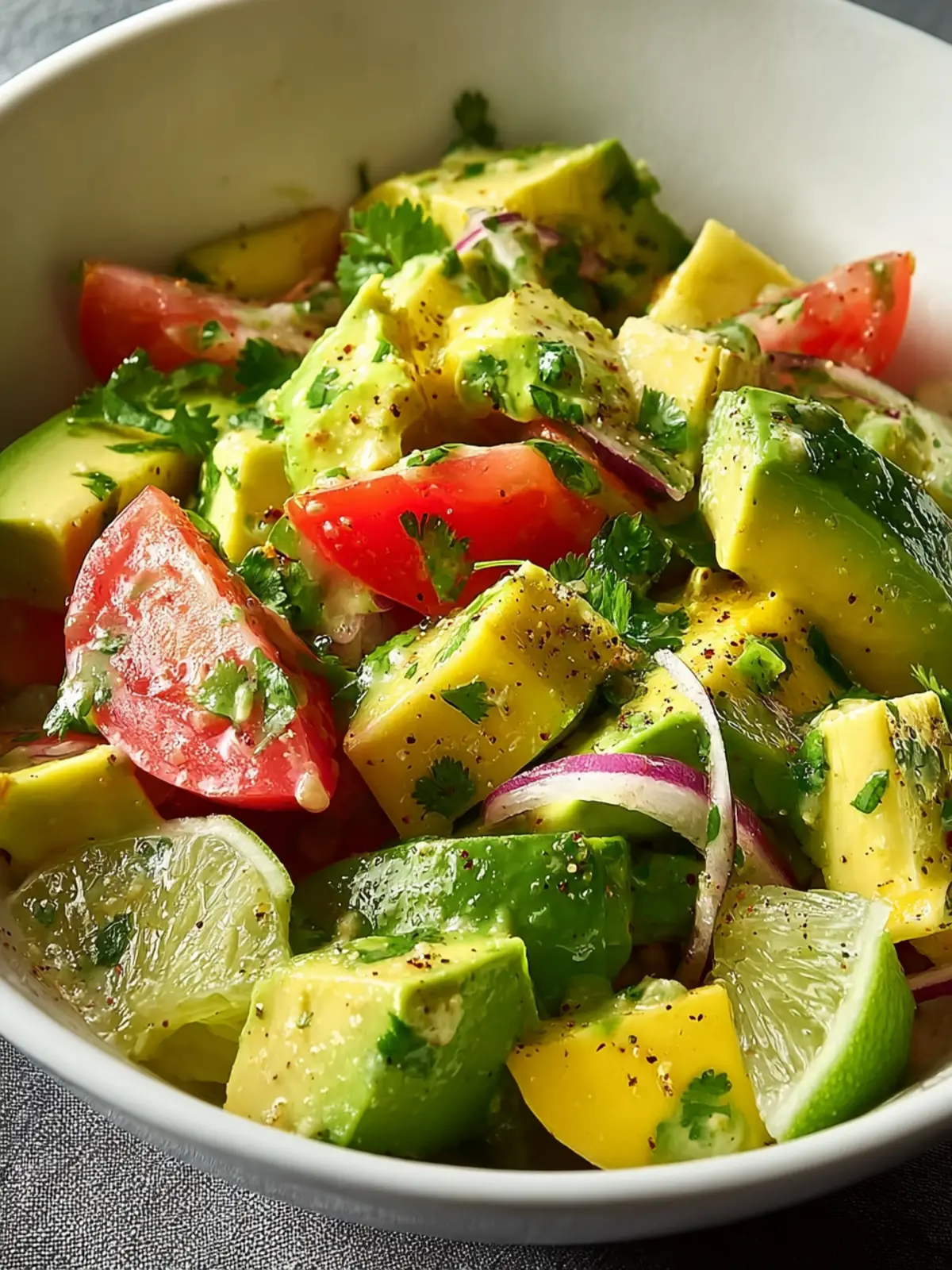 avocado salad with lime cilantro dressing First Image