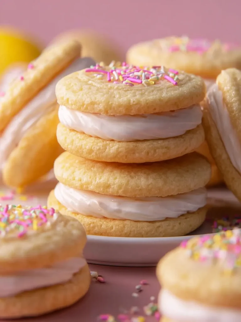 Soft and Chewy Lemon Sandwich Cookies with Cream Cheese Frosting First Image